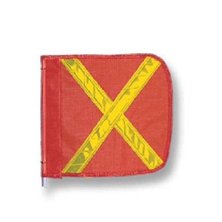 Checkers Warning Whip Flag Reflexite X, Orange, Nylon Mesh, Mounting Clip FS8025-16-O