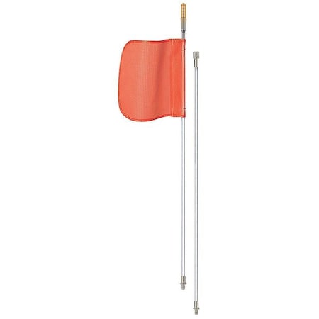 Checkers Warning Whip with Reflective X Flag, White Whip, Orange Flag, Fiber Glass FS10XL-SPQD-O