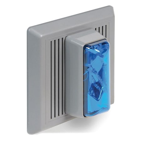 Edwards Signaling Horn Strobe, Horn, Continuous, 24 V AC, 24V DC, 90 dB, Thermoplastic, Blue Lens, Gray Housing 868STRB-AQ