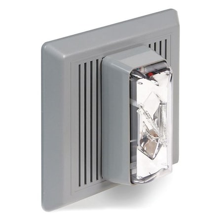 Edwards Signaling Horn Strobe, Horn, Continuous, 120V AC, 90 dB, Thermoplastic, Clear Lens, Gray Housing 869STRC-N5