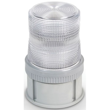 Edwards Signaling Warning Light, Clear, Strobe Tube, 120V AC, 65 FPM, 4 1/2 in Dia., Surface 105HISTC-N5