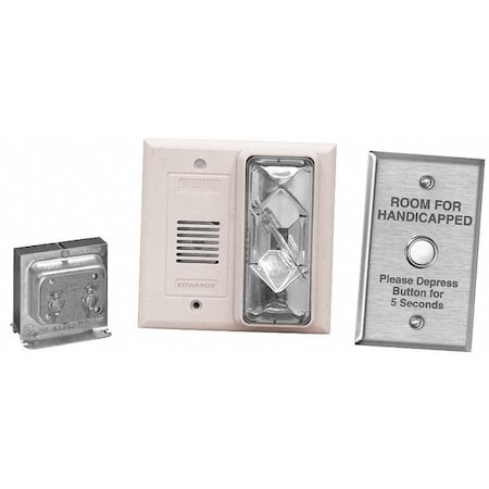 EDWARDS SIGNALING Hotel Room Annunciator Kit, Includes Horn/High Intensity Candela Strobe, Transformer, Push Button 7005-G5