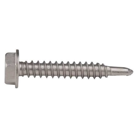 Zoro Select Self Drilling Screw, N10-16, 1 1/4 in L, 410 Stainless Steel, Plain, Hex Washer, External Hex, 50PK U31860.019.0125