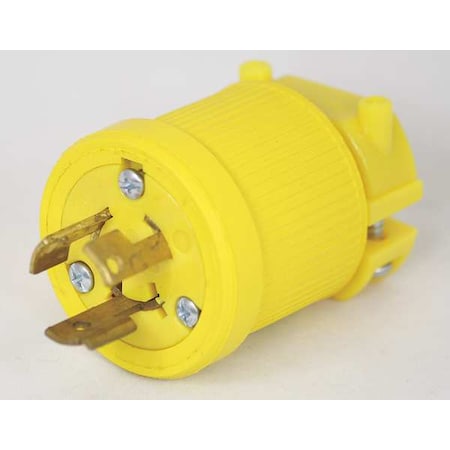 Zoro Select Locking Plug, L6-15P, 15 A, 250V AC, Single Phase, 2 Pole, Spring Clamp Terminals, Yellow PL615DF