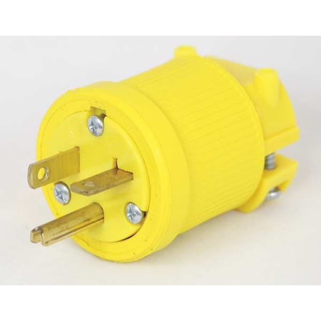 Zoro Select Straight Blade Plug, 6-20P, 20 A, 250V AC, 2 Pole, Screw Terminals, Grounded P620DF