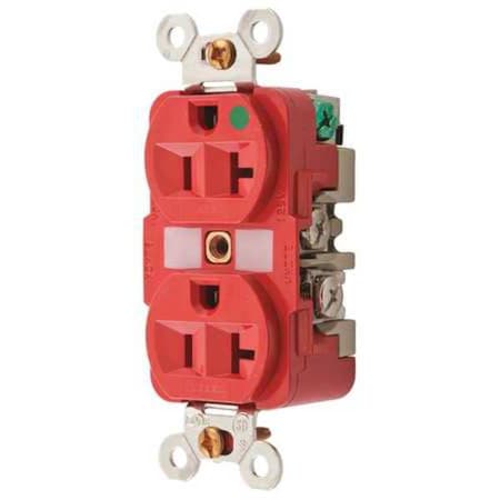 Hubbell Wiring Device-Kellems Duplex Straight Blade Receptacle, 5-20R, 20 A, 125V AC, 2 Pole, 3 Wire, Flush Mount, Grounded HBL8300RMRI