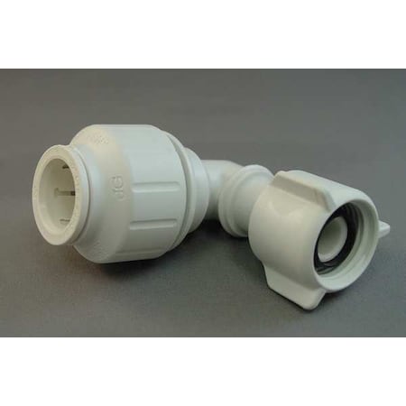 John Guest Push-Fit Elbow Fitting, 1/2 in Tube Size, Plastic, White PEIBTC2034