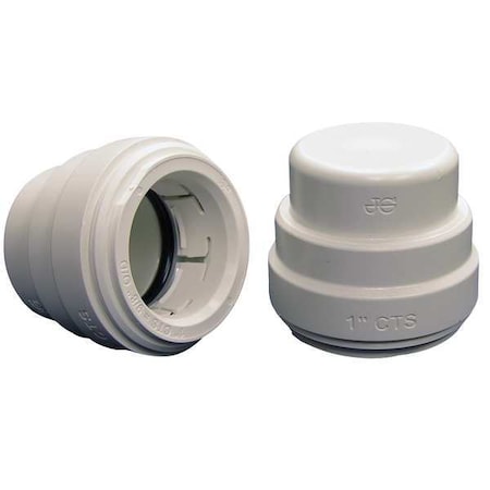 John Guest Push-Fit Fitting Cap, 1/2 in Tube Size, Polysulfone, White PSEI4620
