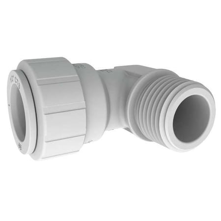 John Guest Push-Fit Elbow Fitting, 1/2 in Tube Size, Plastic, White PSEI482024