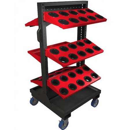 Huot ToolScoot Tree Cabinet, Red, Steel, 28-1/2 in W x 28 in D x 57 in H 55980