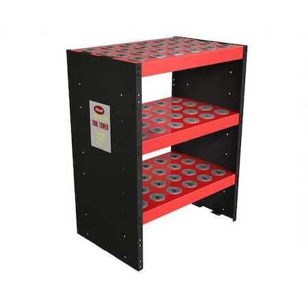 Huot Tool Holder, 3-Shelf, Red, Steel, 27-1/2 in W x 18-1/2 in D x 36 in H 13884