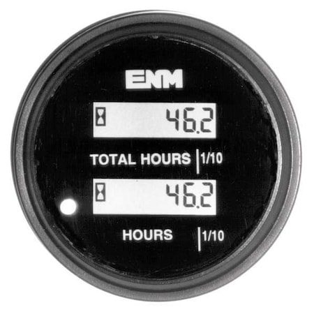 Enm DC Hour Meter, LCD, Round, Resettable PT1210F0