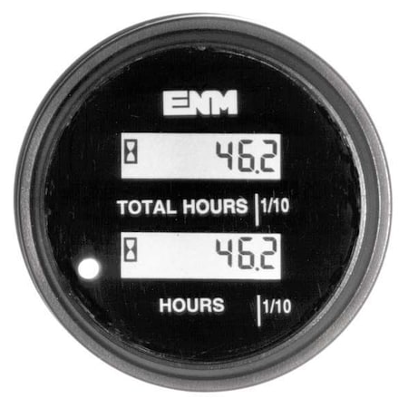 Enm Hour Meter, LCD, 80-265 VAC, Flush Mount PT1210G0