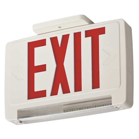 Lithonia Lighting Exit Sign with Emergency Lights, White, 1 or 2 Face(s), LED, Universal Mount, Nickel Cadmium ECBR LED M6