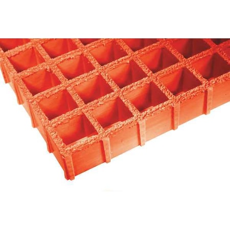 Fibergrate Fiberglass Molded Grating, 60 in Span, Grit-Top Surface, Vi-Corr Resin, Orange 263415.02