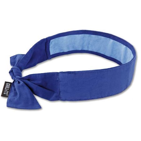 CHILL-ITS BY ERGODYNE Chill-Its Evaporative Cooling Bandana Headband, Adjustable Tie Closure, PVA, Solid Blue 6700CT