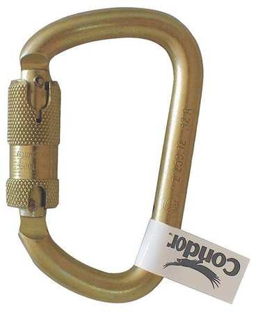 CONDOR Carabiner, Auto-Lock, 4 7/16 in Length, Zinc-Plated Alloy Steel, Yellow 16V854