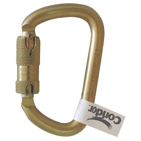 CONDOR Carabiner, Auto-Lock, 4 7/16 in Length, Zinc-Plated Alloy Steel, Yellow 16V854