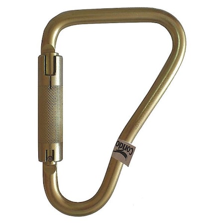 Condor Carabiner, Auto-Lock, Offset-D, 8 3/4 in Length, 2" Gate Opening, Zinc-Plated Alloy Steel, Yellow 16V855