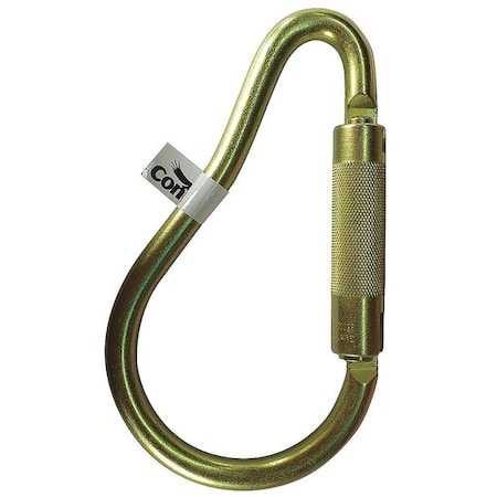 Condor Carabiner, Auto-Lock, Pear, 8 1/8 in Length, 2" Gate Opening, Zinc-Plated Alloy Steel, Yellow 16V858