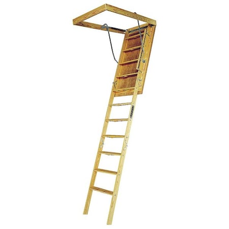 Louisville Attic Ladder, Wood, 8 ft. 3/4" to 10 ft. Ceiling Height Range, 350 lb. Load Capacity, ANSI Type IA L305P