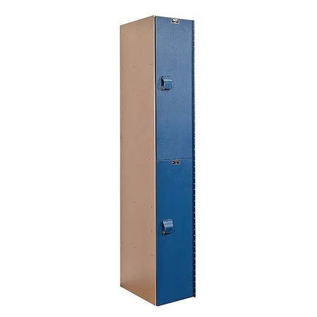 Hallowell Wardrobe Locker, 12 in W, 18 in D, 72 in H, (1) Wide, (2) Tier, Blue/Taupe HPL1282-2A-TB