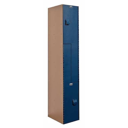 Hallowell Wardrobe Z Locker, 12 in W, 18 in D, 72 in H, (1) Wide, (2) Tier, Blue/Taupe HPL1282-ZA-TB