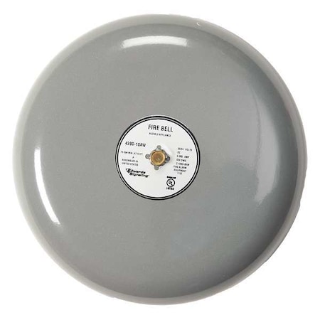 Edwards Signaling Fire Bell, Gray, 8 In., 20 to 24V 439D-8AW