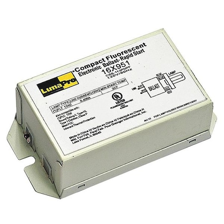 Zoro Select CFL Ballast, Electronic, 14W, 120V (Formerly LumaPro) 16X951
