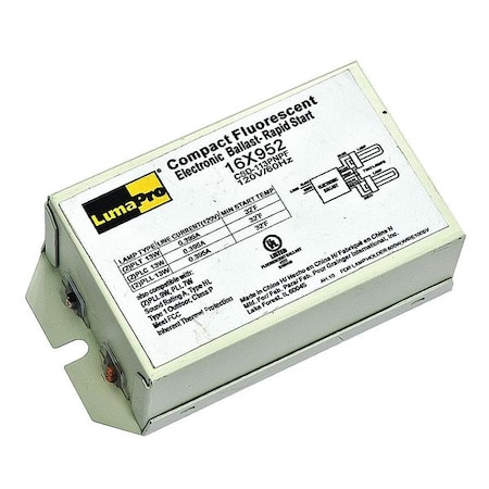 Zoro Select CFL Ballast, Electronic, 13W, 120V (Formerly LumaPro) 16X952