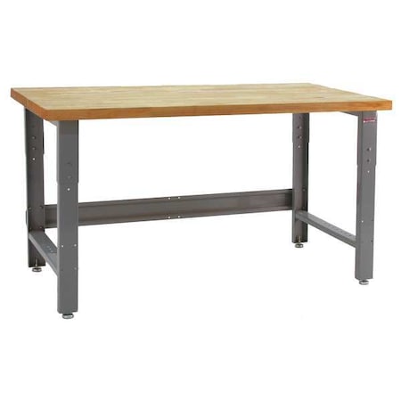 Benchpro Bolted Workbenches, Butcher Block, 72" W, 30" to 36" Height, 1600 lb., Straight RW3072
