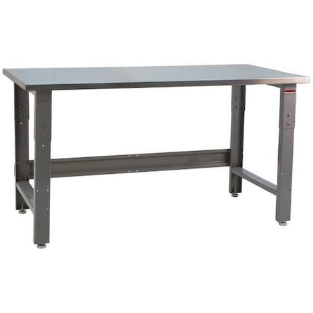 Benchpro Bolted Workbenches, Stainless Steel, 72" W, 30" to 36" Height, 1600 lb., Straight RN3672