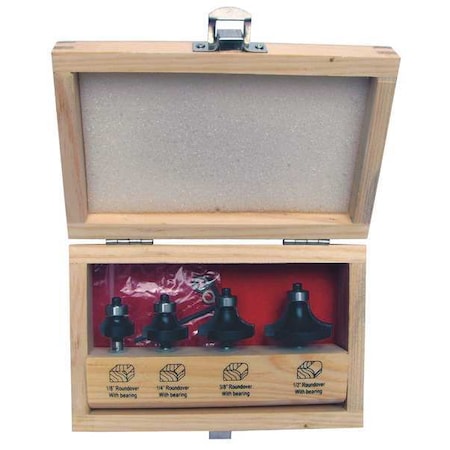 Zoro Select Router Bit Set, Roundover, 1/4S, 4 Pc 16Y602