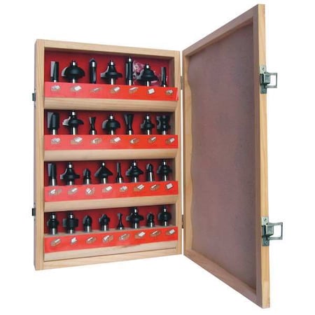Zoro Select Router Bit Set, Super Delux, 1/2S, 30 Pc 16Y605