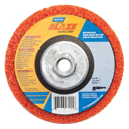 NORTON ABRASIVES Depressed Center Wheels, Type 27, 4 1/2 in Dia, 1 in Thick, 5/8"-11 Arbor Hole Size, Ceramic 66254498101