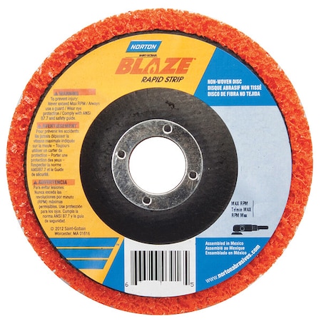 Norton Abrasives Non-Woven Depressed Center Disc, Type 27, 4 1/2 in Dia, 1 in Thick, 7/8 in Arbor Hole Size, Ceramic 66623303783