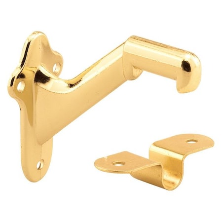 Primeline Tools Staircase Handrail Support Bracket, Diecast Zinc Construction, Bright Brass-Plated (1 Set), PK2 MP9046