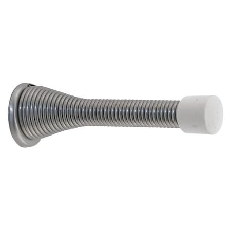 Primeline Tools Door Stop, 3 in. Reach, Spring Steel, Satin Nickel, Heavy Duty, PK5 MP10115