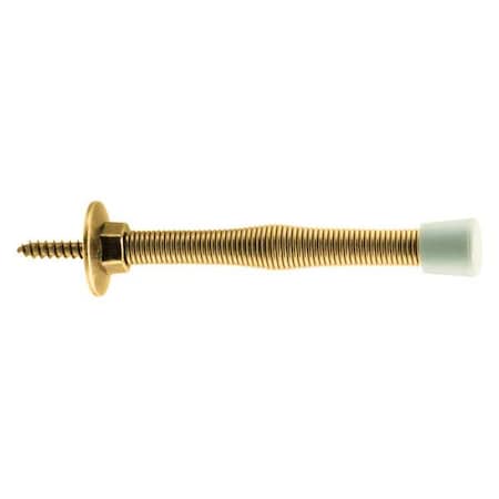 Primeline Tools Rigid Door Stop, Steel Construction, Bright Brass, Rubber Tip, Baseboard Mount, PK10 MP9000
