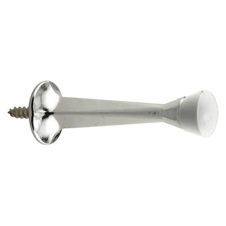 Primeline Tools Rigid Door Stop, 3 in., Diecast, Chrome Plated, Rubber Tip, Baseboard Mount, PK10 MP9044-10