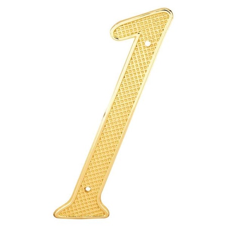 Primeline Tools 4 in. House Number 1, Diecast, Brass Finish (5 Pack) MP4281-5