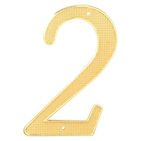 Primeline Tools House Numbers, "2", 4", D/C, Brass, PK2 MP4282