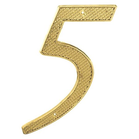 Primeline Tools House Numbers, "5", 4", D/C, Brass, PK2 MP4285
