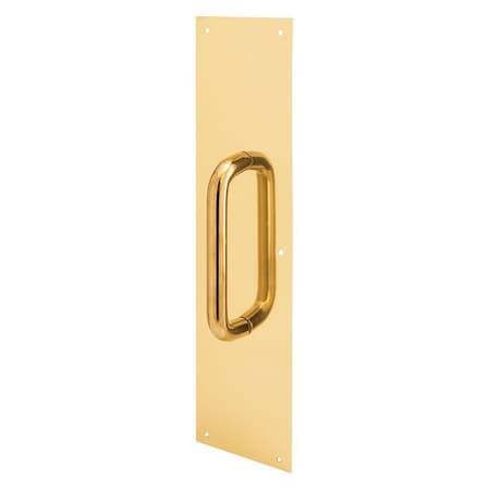 Primeline Tools Pull Plate, 3/4 Round Handle, 3-1/2 in. x 15 in., 605 Polished Brass (Single Pack) MP4716