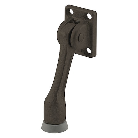 Primeline Tools Door Holder, 4 in. Drop Down, Cast Iron, Bronze Painted Color, Gray Rubber (Single Pack) MP4552