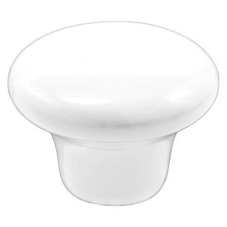 Prime-Line MP9363 Mushroom Cabinet Knob, 1-1/4 in, Porcelain, White, Gloss Finish, Pack of 5, 5 Piece