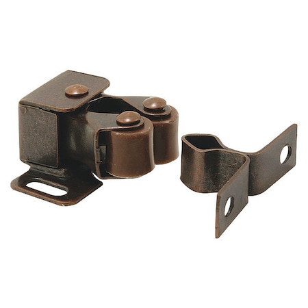 Primeline Tools Cabinet Door Catch, 1-1/4 in., Steel, Bronze, Spring-Loaded, Double, PK5 MP7174
