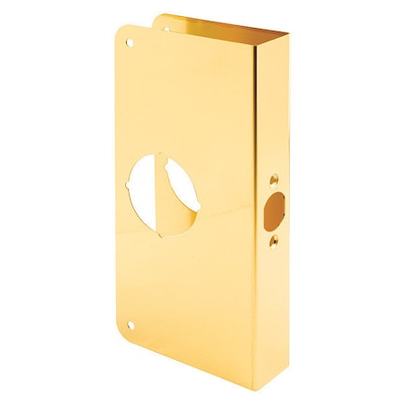Primeline Tools Lock and Door Reinforcer, 1-3/4 in. x 2-3/4 in., Solid Brass, Polished Finish (Single Pack) MP9403