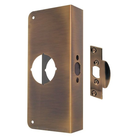 Primeline Tools Lock and Door Reinforcer, 1-3/4 In. x 2-3/8 In., Solid Brass, Antique Brass Finish (Single Pack) MP9431