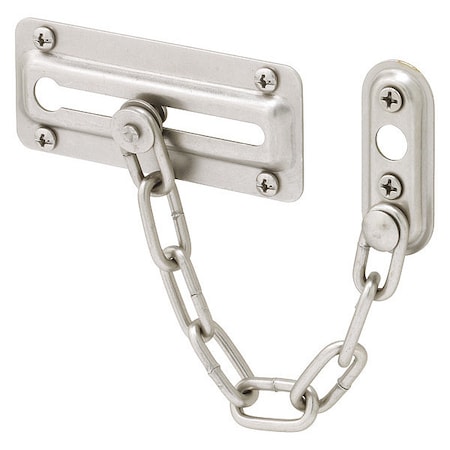 Primeline Tools Chain Door Lock, 3-7 in., Stamped Steel Construction, Satin Nickel Plated, PK2 MP10386